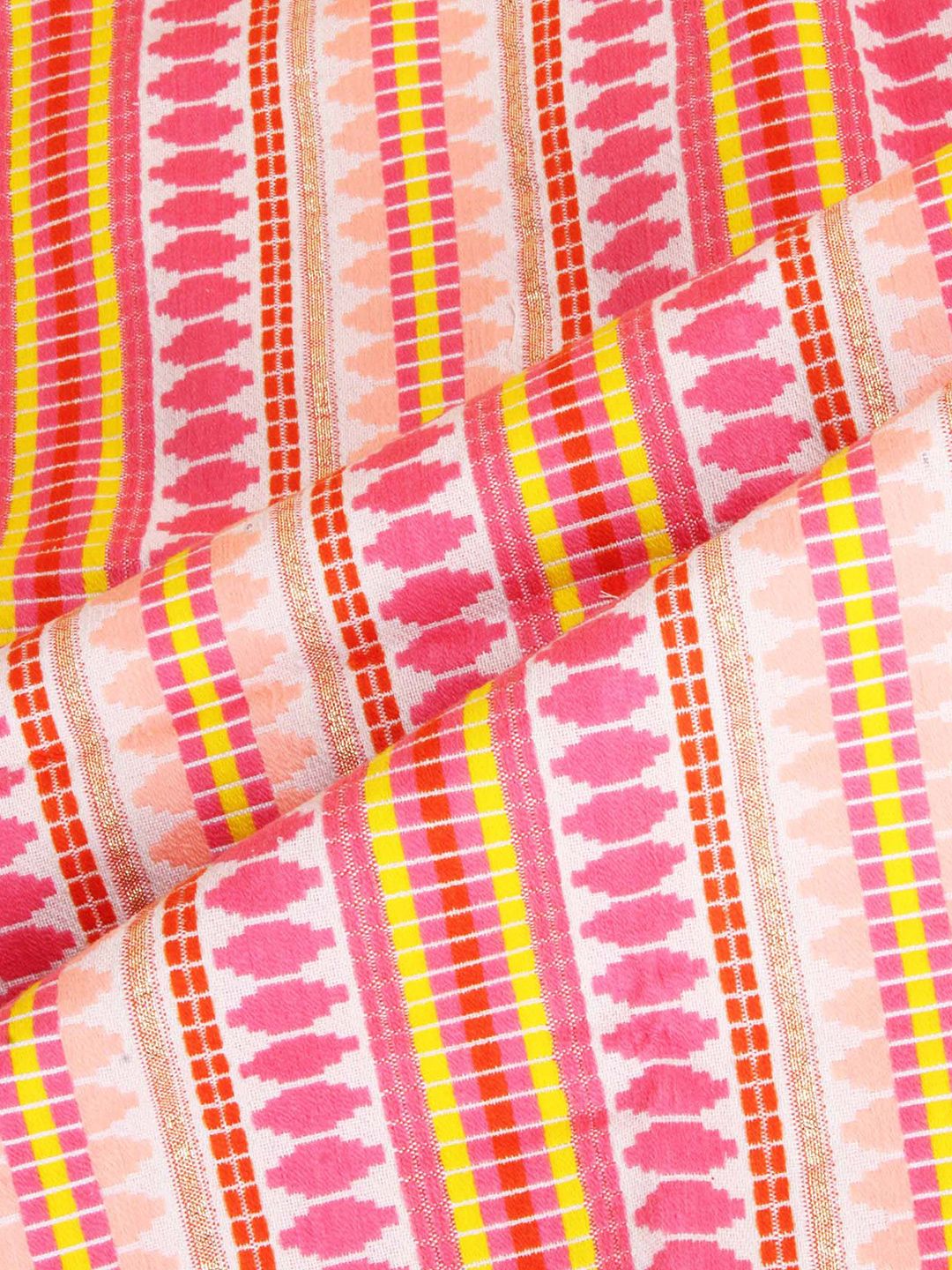 STITCHNEST Fuchsia & White 2 Pieces Ethnic Motifs Woollen Square Cushion Covers
