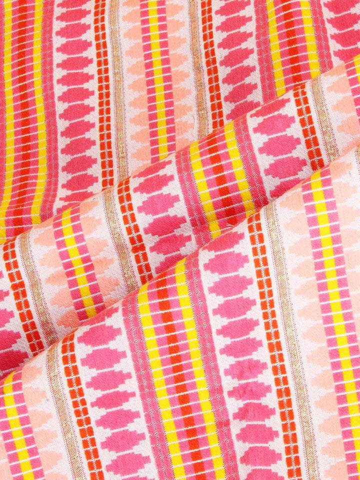 STITCHNEST Fuchsia & White 2 Pieces Ethnic Motifs Woollen Square Cushion Covers