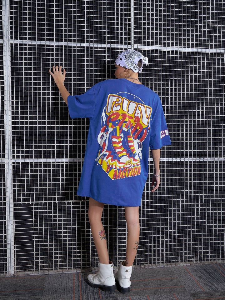 SASSAFRAS Graphic Printed Oversized Pure Cotton T-Shirt Dress