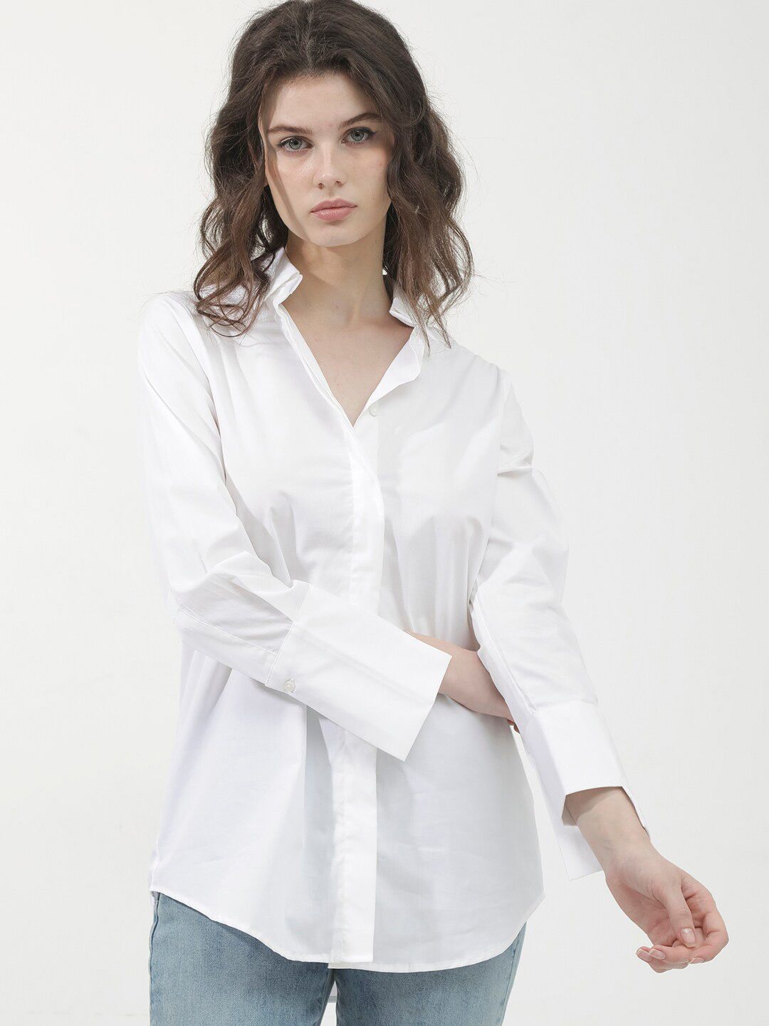 RAREISM Classic Spread Collar Opaque Casual Shirt