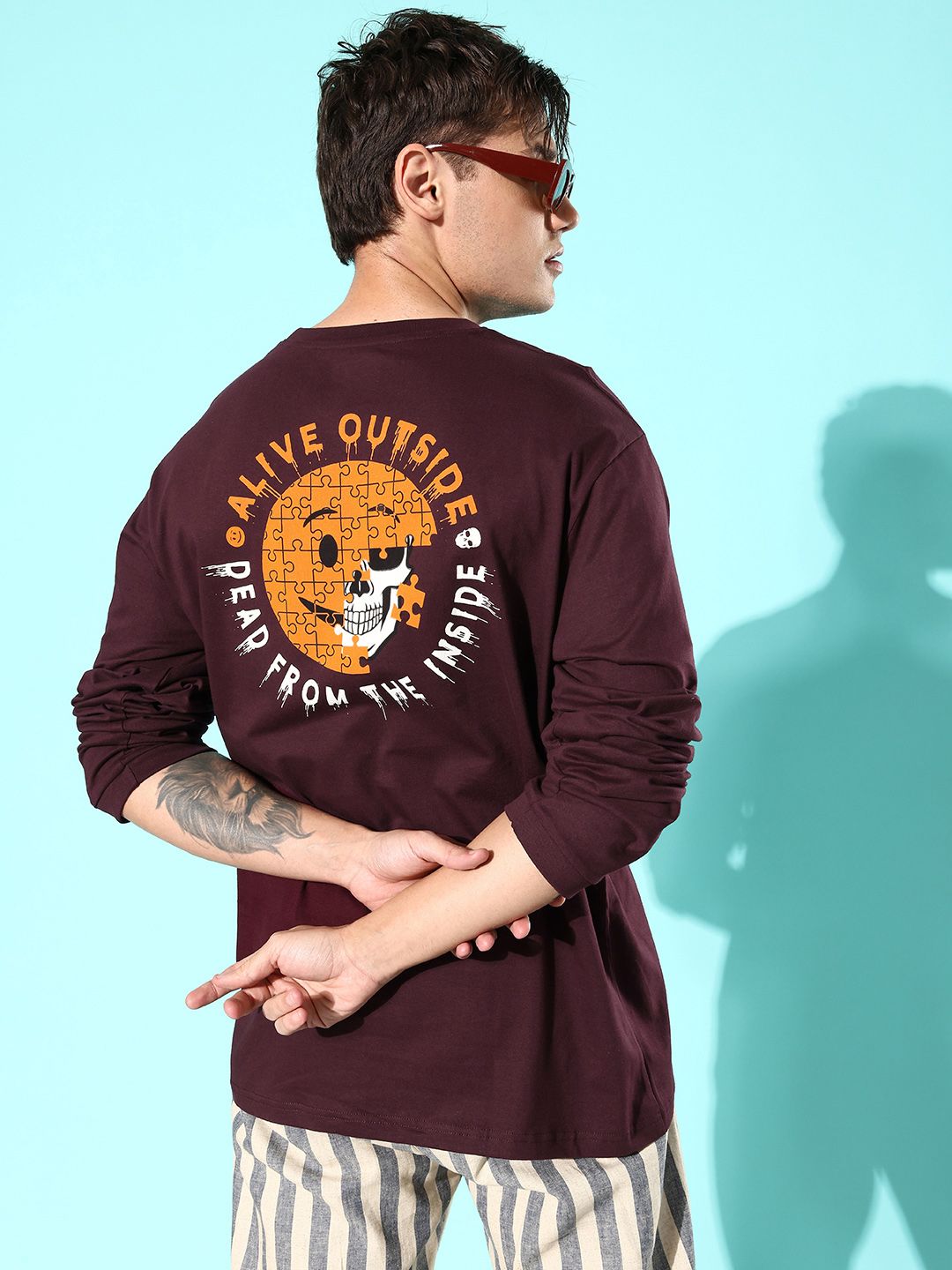 Difference of Opinion Men Pure Cotton Printed Oversized T-shirt