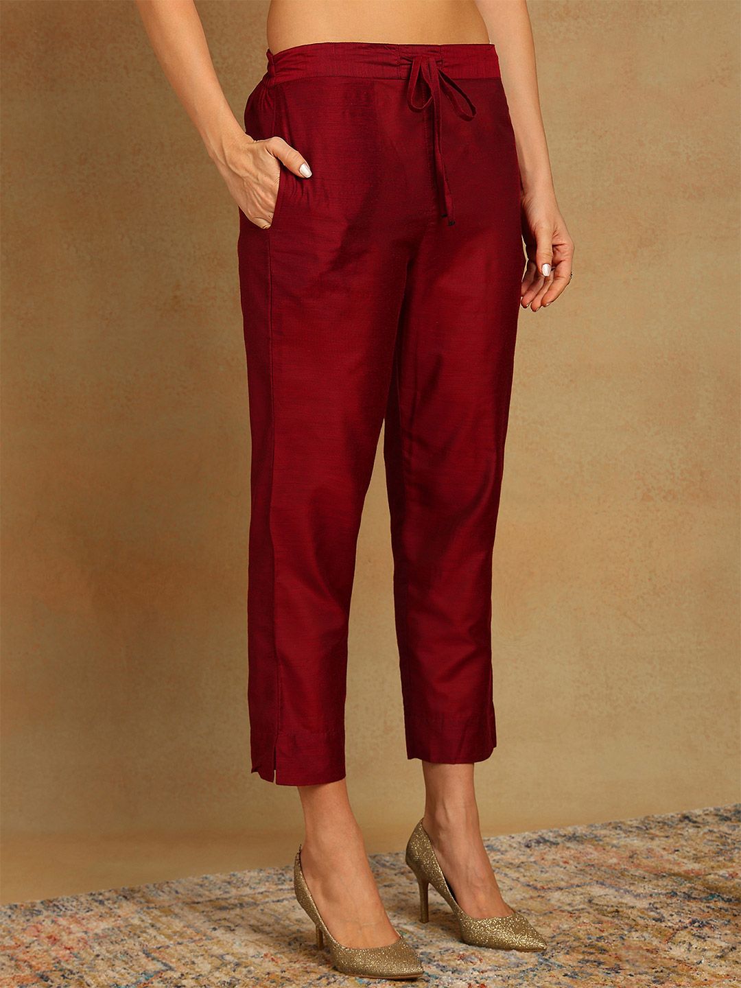 KALINI Floral Woven Design Zari Straight Kurta With Trousers & Dupatta