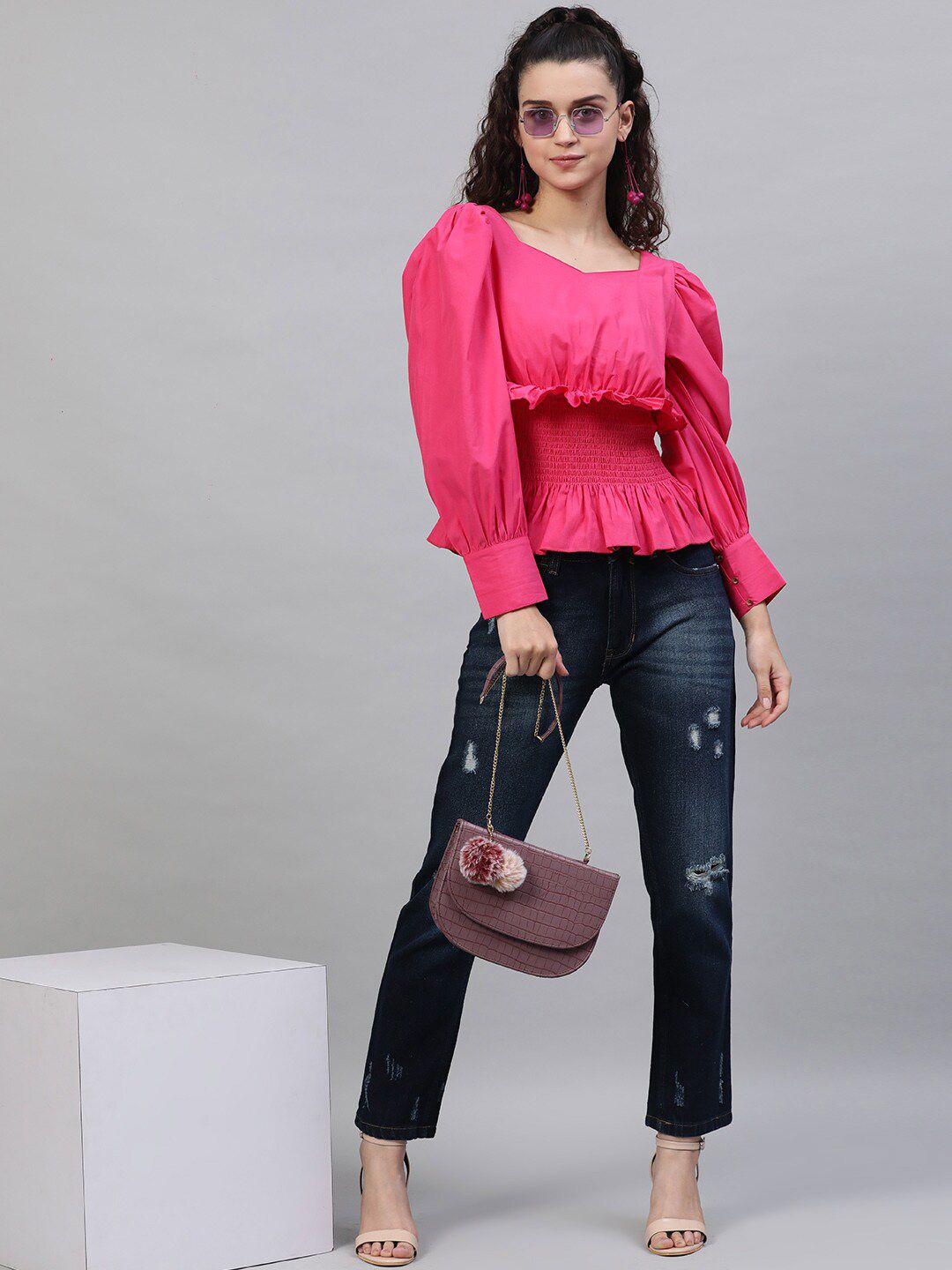 STREET 9 Women Blue Relaxed Fit Mid-Rise Mildly Distressed Jeans