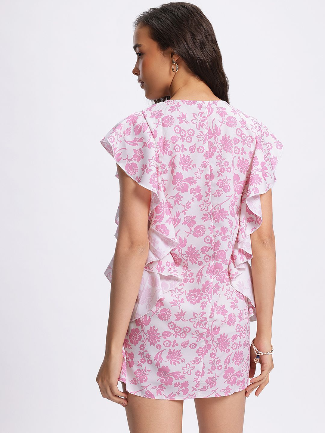 DressBerry Ruffles Glam Floral Print Mini Sheath Dress