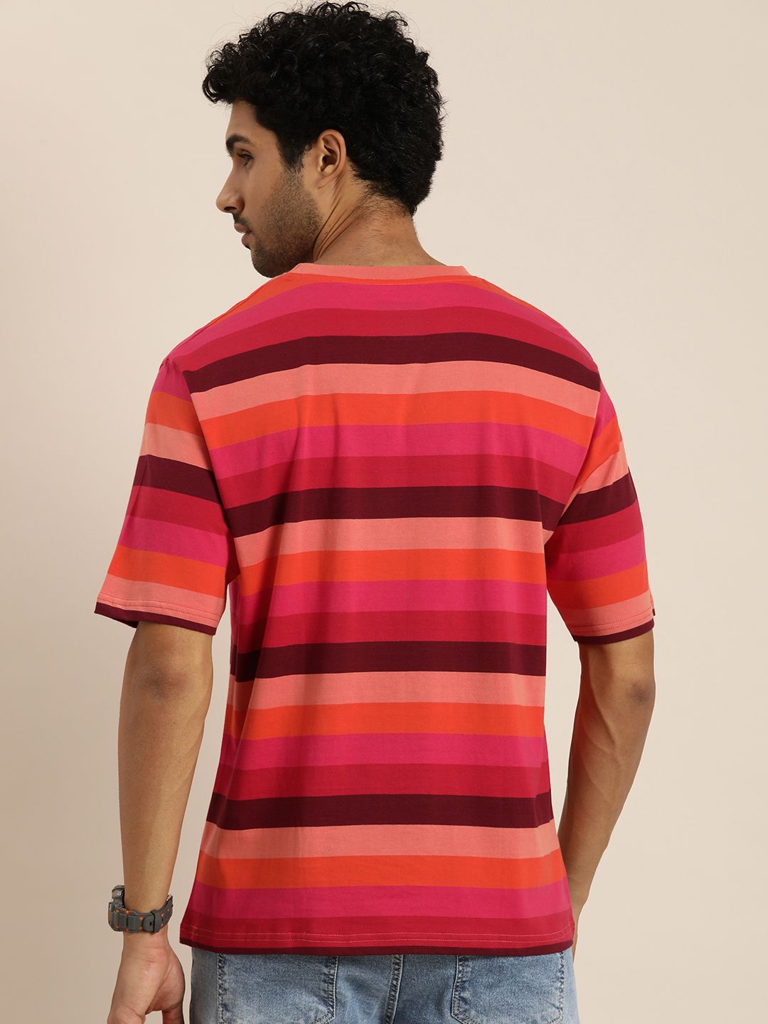 Difference of Opinion Men Striped Pure Cotton T-shirt