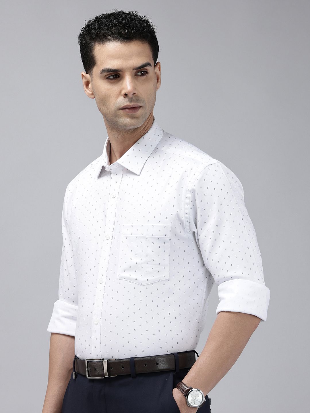 Park Avenue Slim Fit Opaque Micro Ditsy Printed Formal Shirt