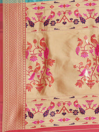 Saree mall Green & Red Warli Zari Silk Blend Heavy Work Banarasi Sarees