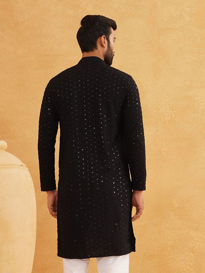 SOJANYA Lelaki Mandarin Collar Thread Work Straight Kurta
