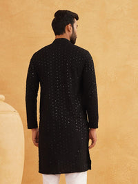 SOJANYA Lelaki Mandarin Collar Thread Work Straight Kurta