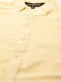 SOJANYA Men Beige & Green Kurta with Churidar