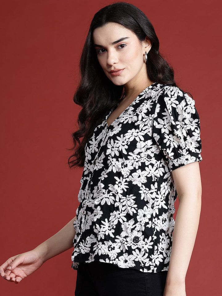 all about you Floral Print Puff Sleeves Top