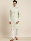 SOJANYA Kurta Belang Kapas Kuning & Biru Lelaki