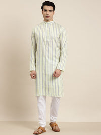 SOJANYA Kurta Belang Kapas Kuning & Biru Lelaki