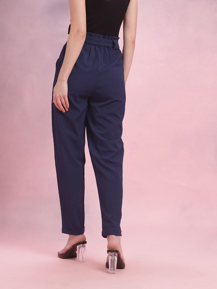 DressBerry Women Crinkled Belted Trousers