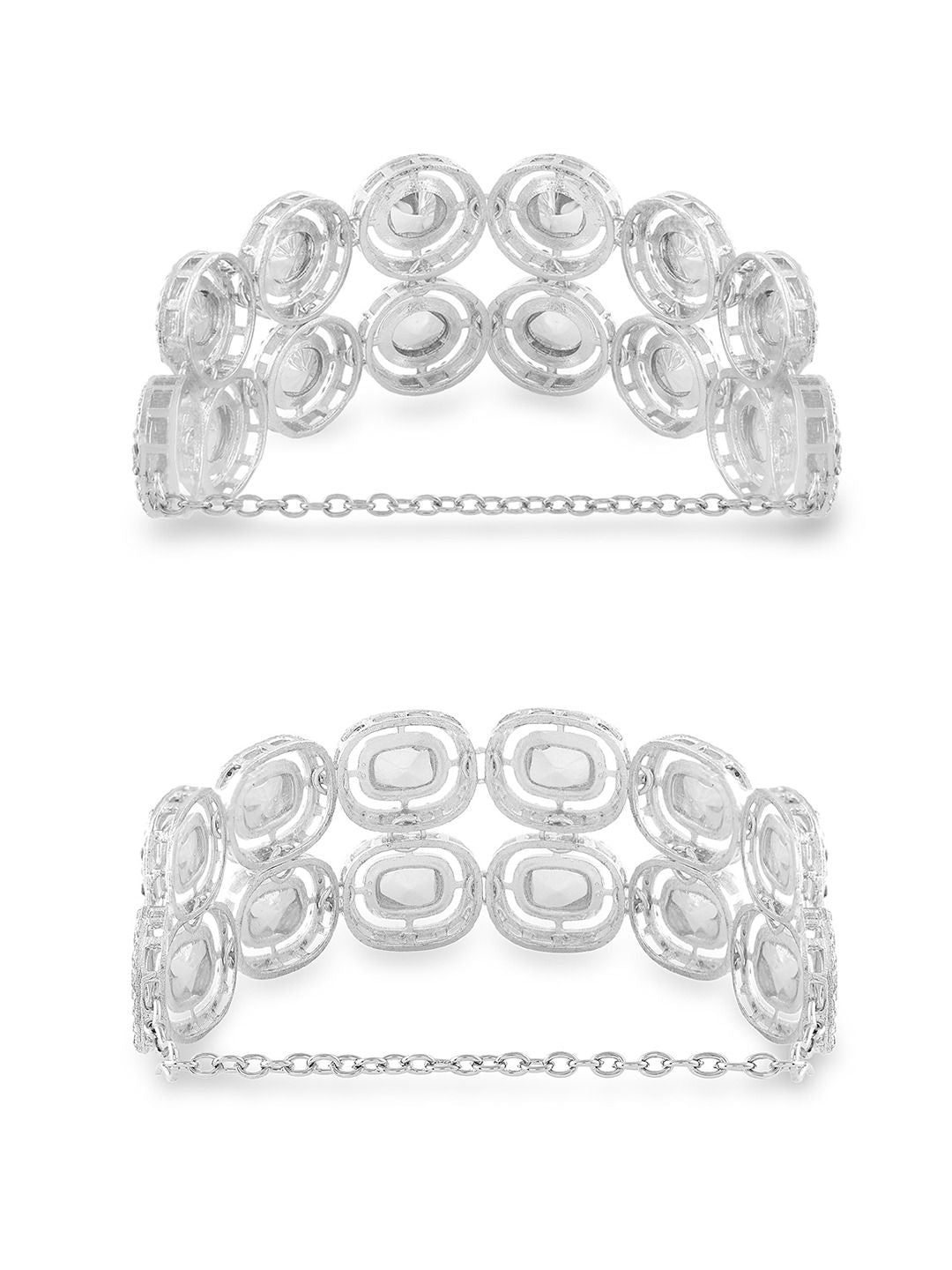 Zaveri Pearls Set of 2 Silver-Plated Austrian Diamonds Studded Wraparound Bracelets