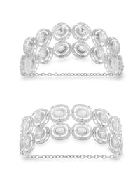 Zaveri Pearls Set of 2 Silver-Plated Austrian Diamonds Studded Wraparound Bracelets