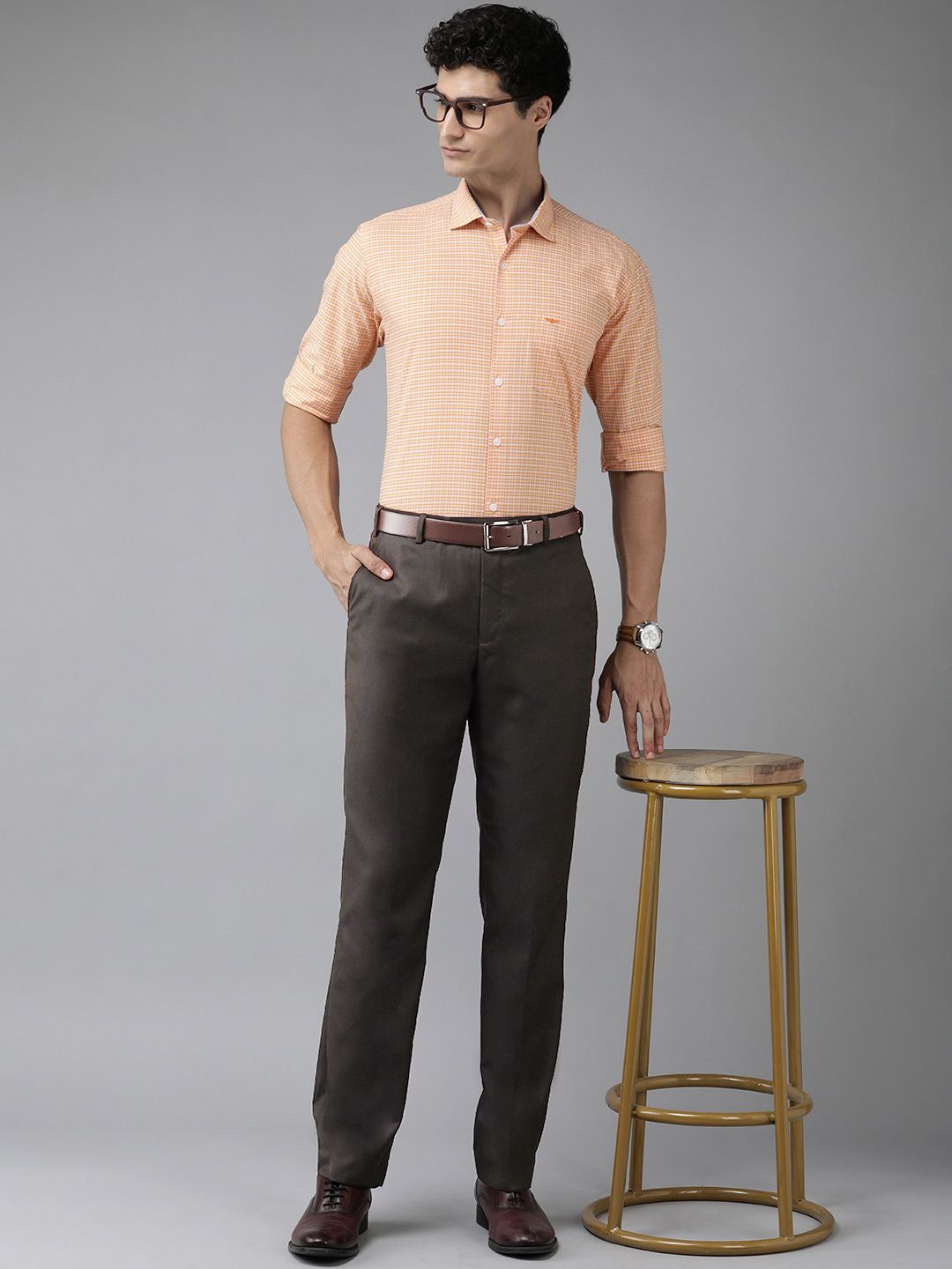 Park Avenue Men Textured Smart Fit Mid-Rise Formal Trousers