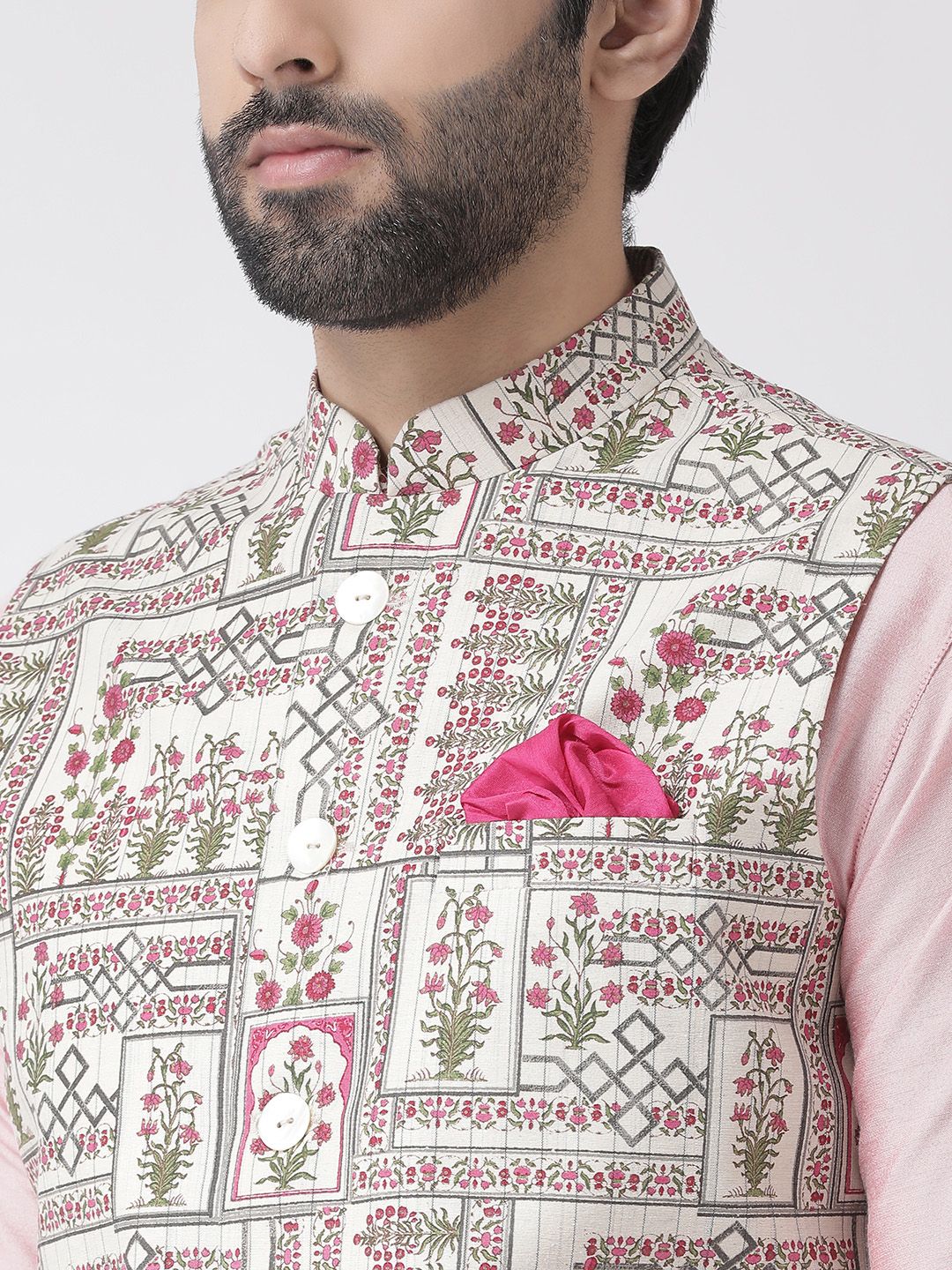 KISAH Men Printed Zari  Regular Fit Nehru Jacket