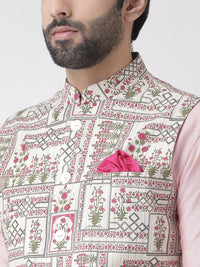 KISAH Men Printed Zari  Regular Fit Nehru Jacket