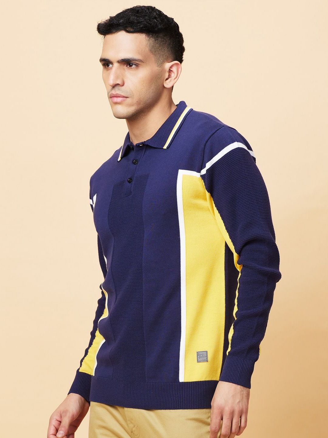 Being Human Men Colourblocked Polo Collar Pockets T-shirt
