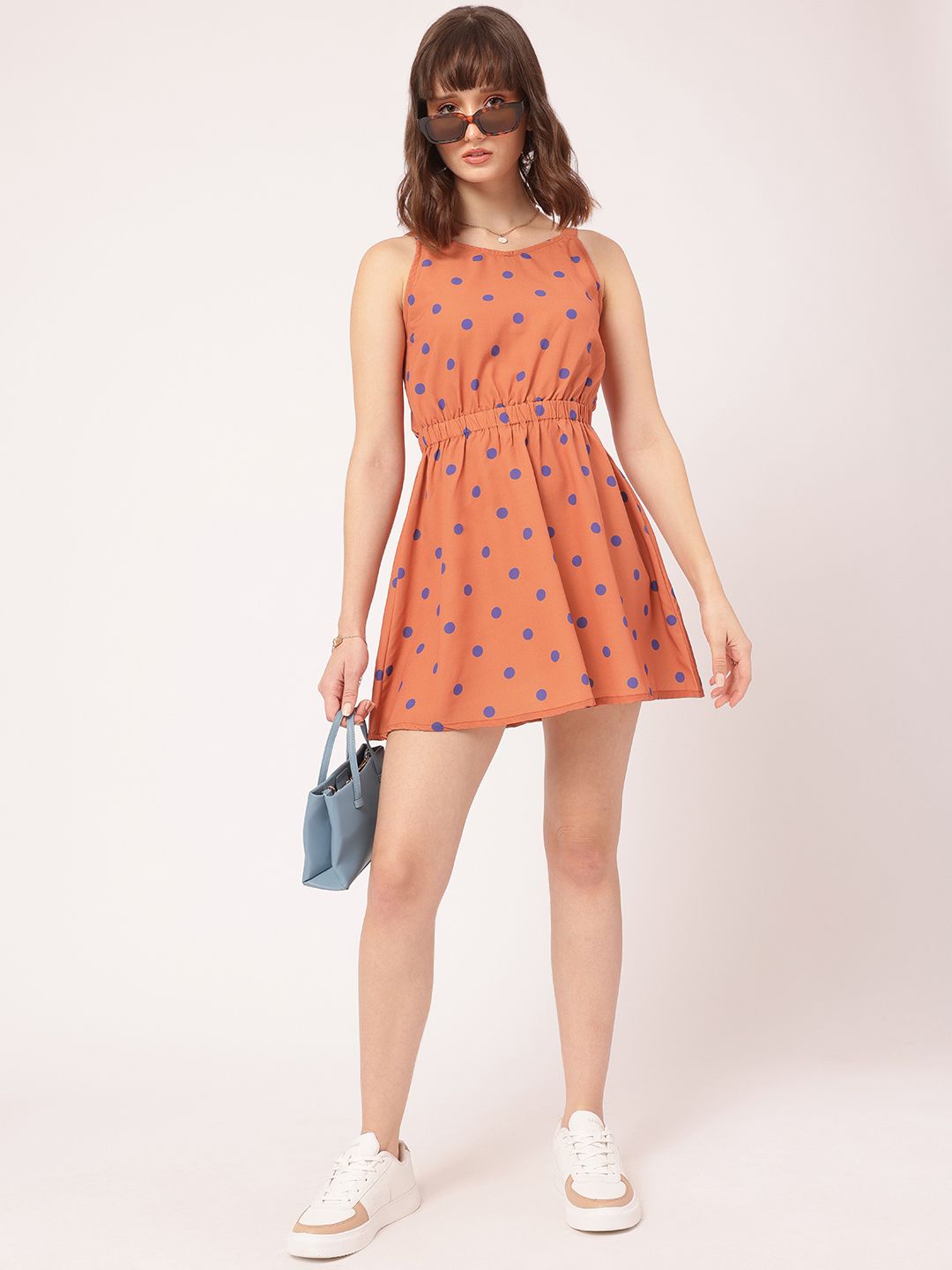 DressBerry Parisian Chic Polka Dots Tie-Up Back A-Line Mini Dress