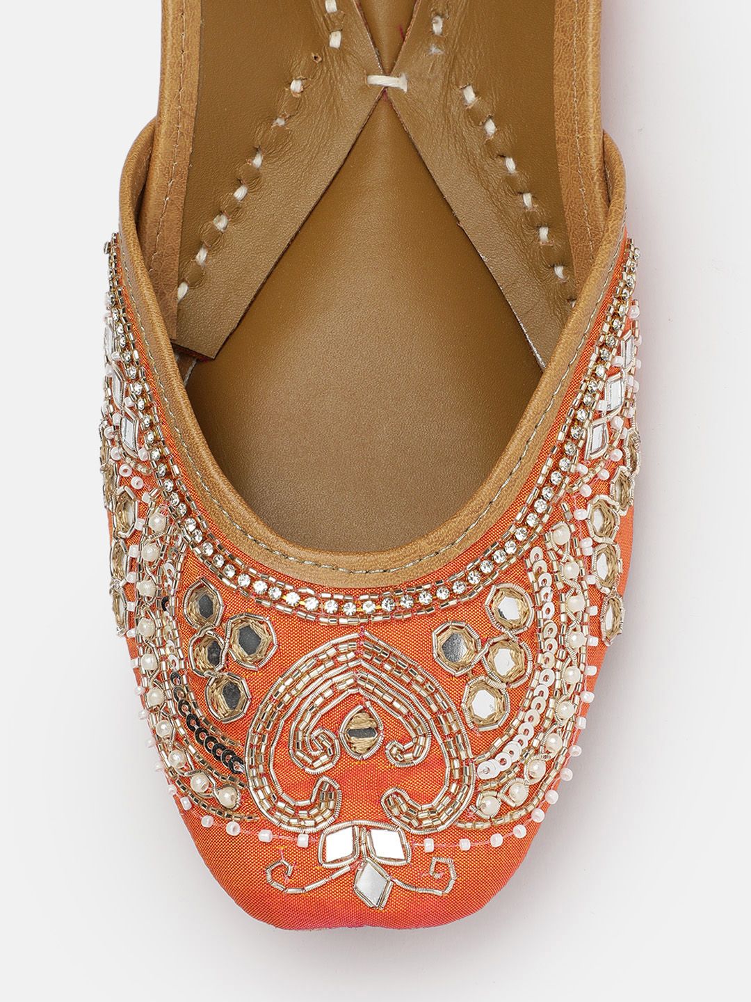 House of Pataudi Women Woven Design Ethnic Embellished Mojaris