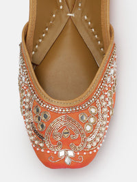 House of Pataudi Women Woven Design Ethnic Embellished Mojaris
