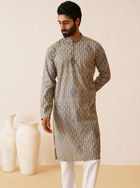 SOJANYA Motif Etnik Bersulam Benang Biasa Bekerja Kurta Kapas Tulen dengan Churidar