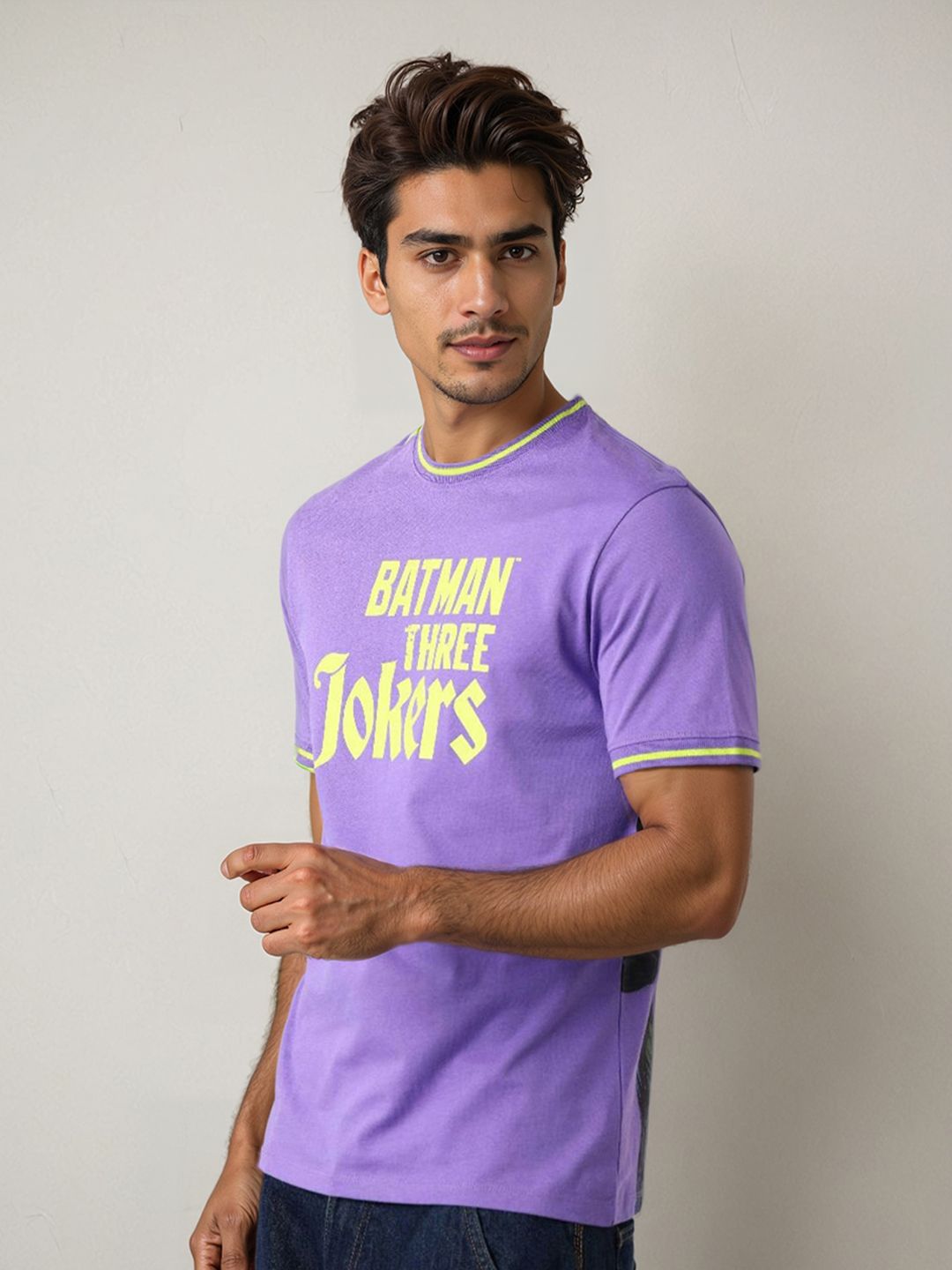 The Indian Garage Co Men Joker Typography Printed Round Neck Cotton Slim Fit T-shirt
