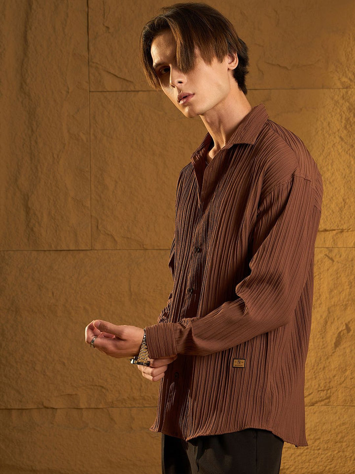 DENNISON Men Textured Oversized Shirt