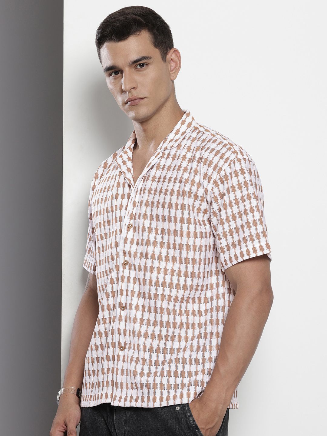 The Indian Garage Co Men Relaxed Fit Self Design Shirt