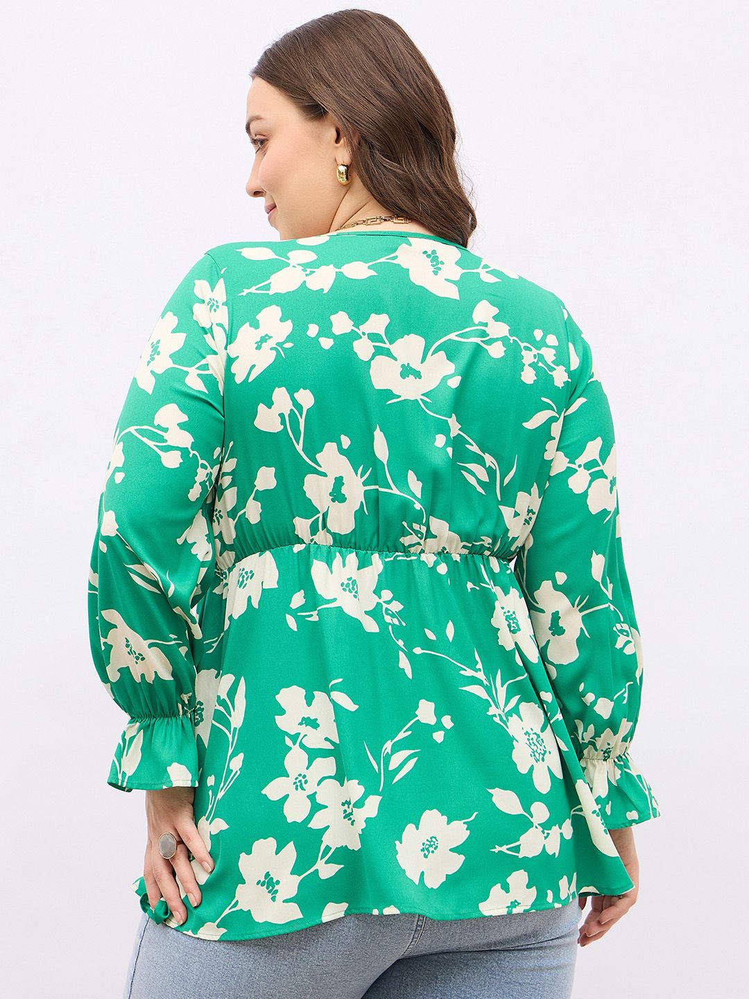 Berrylush Curve Women Floral Print Wrap Top