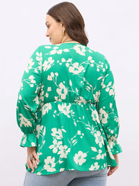 Berrylush Curve Women Floral Print Wrap Top