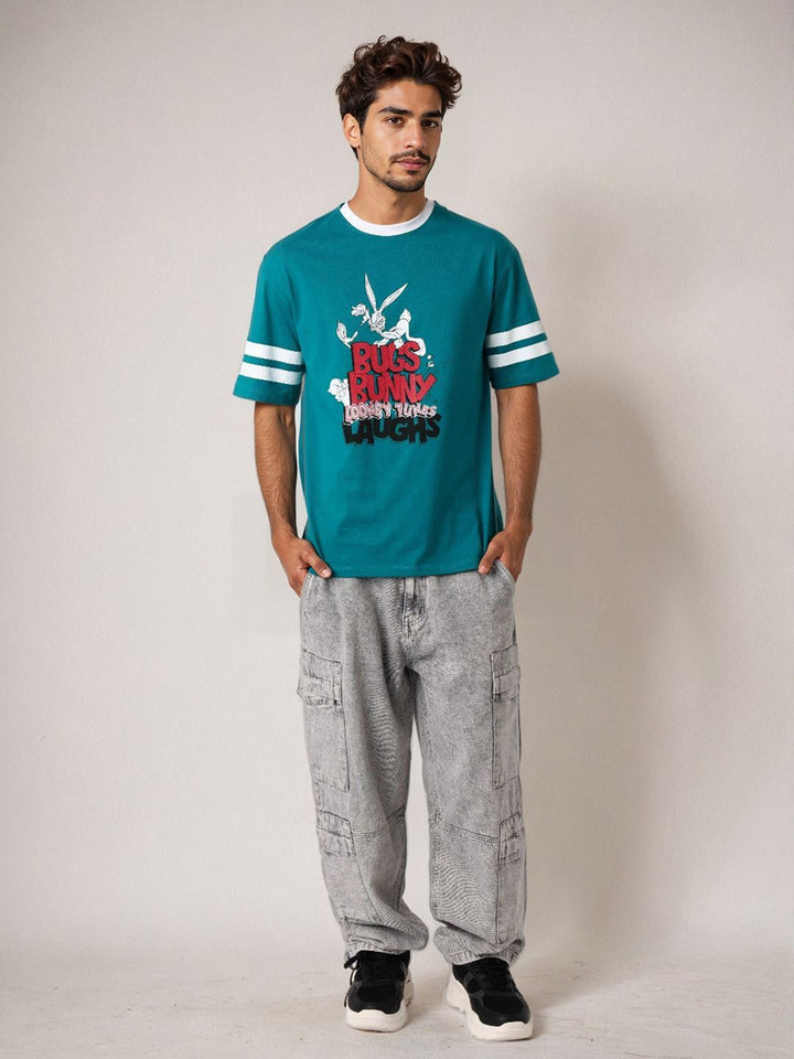 The Indian Garage Co Men Bugs Bunny Graphic Printed Pure Cotton Relaxed Fit T-shirt