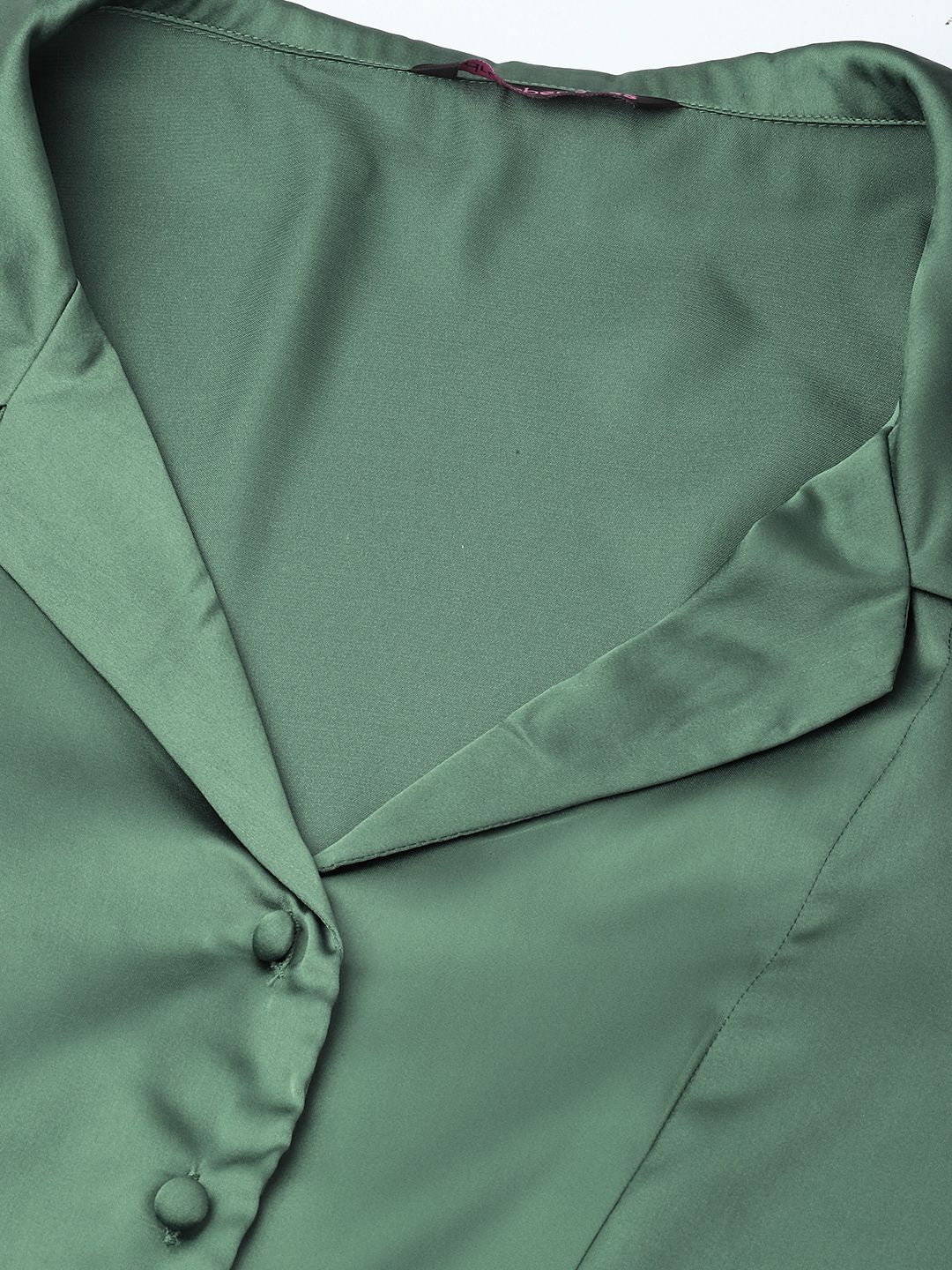 DressBerry Satin Attitude Lapel Collar Flared Sleeves Drama Shirt
