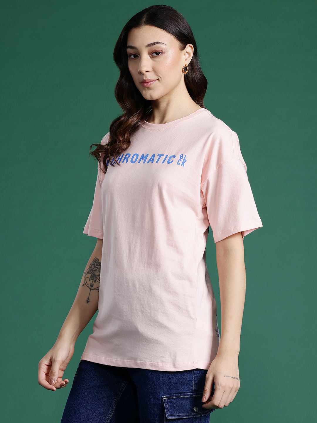 DressBerry Women Printed Drop-Shoulder Sleeves T-shirt