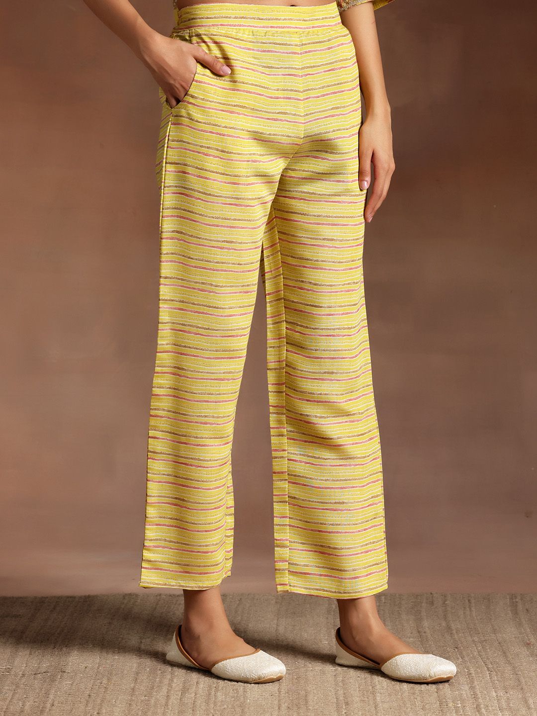 Libas Floral Printed Empire Gotta Patti Kurta with Palazzos & Dupatta