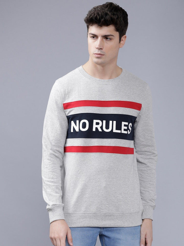 The Indian Garage Co Men Grey Melange Printed Sweatshirt