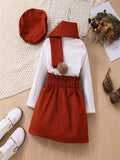 YK Girls Self Designed Long Sleeve Top Skirt & Dupatta Clothing Set