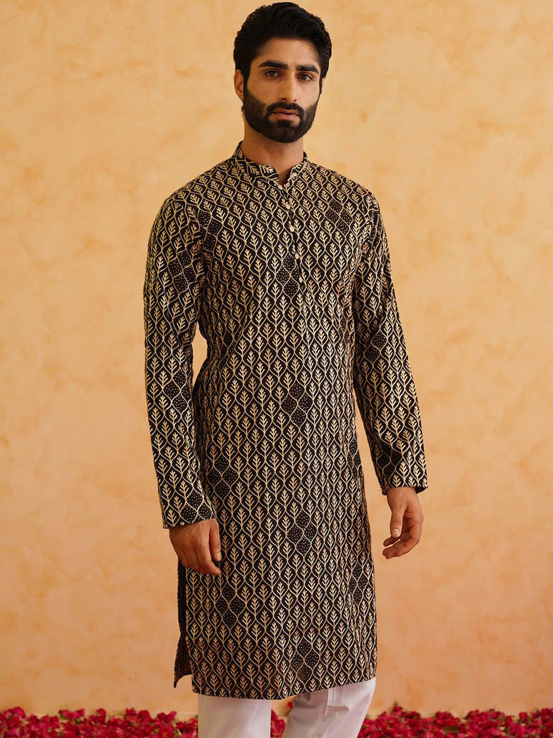 SOJANYA Ethnic Motifs Embroidered Thread Work Detailed Pure Cotton Kurta With Pyjamas