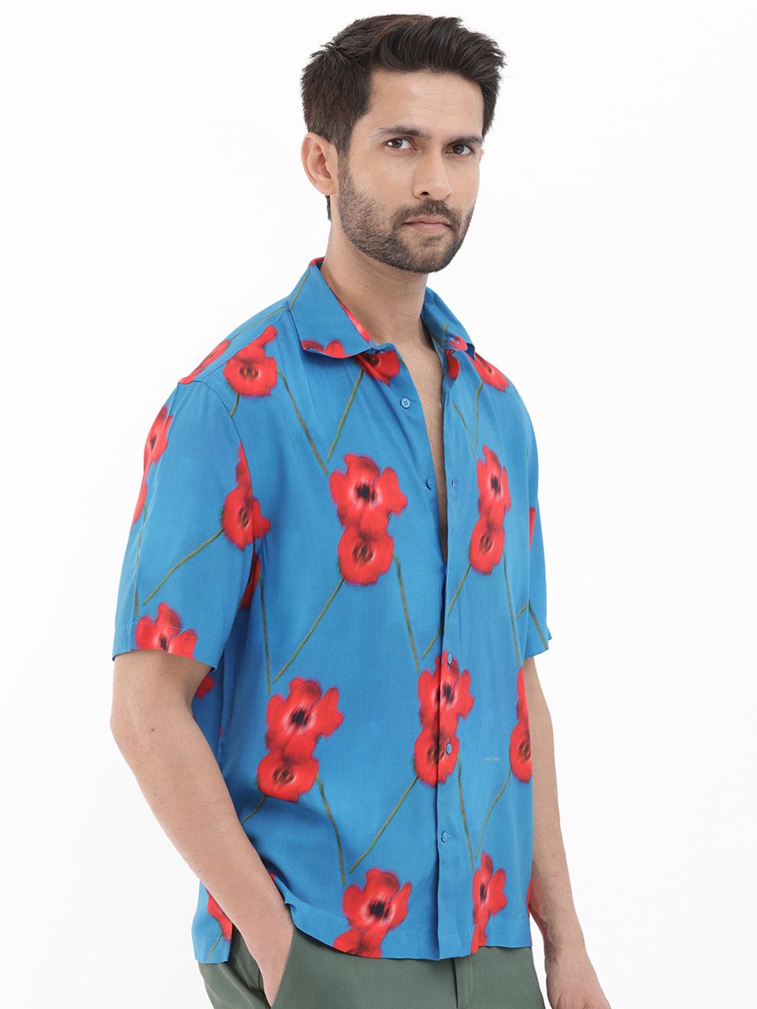 RARE RABBIT Men Bloomer Slim Fit Floral Printed Shirt
