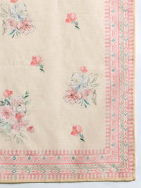 Indo Era Floral Embroidered Sequinned Linen Kurta with Trousers & With Dupatta