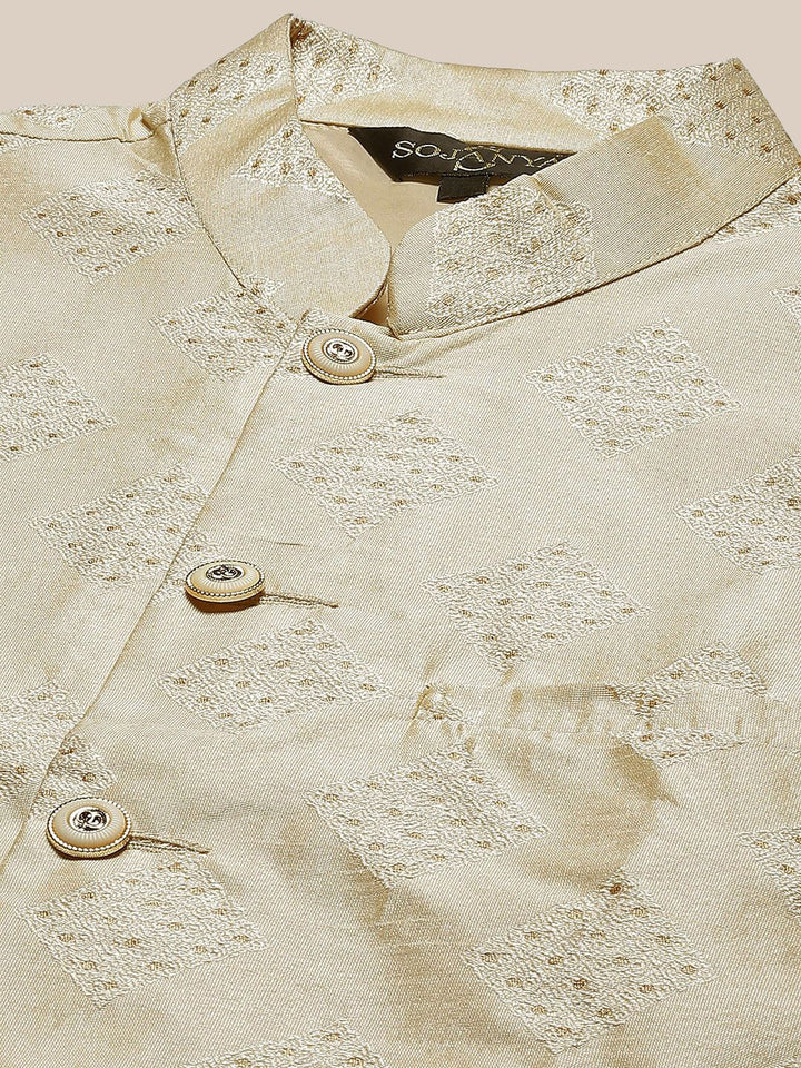 SOJANYA Mandarin Collar Regular Kurta With Churidar & Nehru Jacket