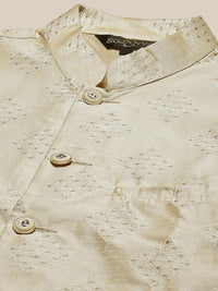 SOJANYA Mandarin Collar Regular Kurta With Churidar & Nehru Jacket