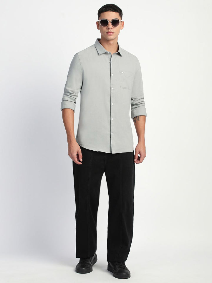 THE BEAR HOUSE Men Slim Fit Opaque Solid Casual Shirt