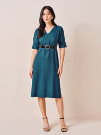 AND Solid A-Line Midi Dress