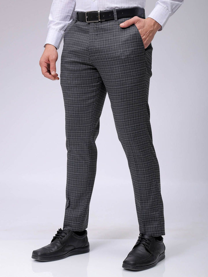 The Indian Garage Co. X Luxe Men Checked Slim Fit Formal Trousers