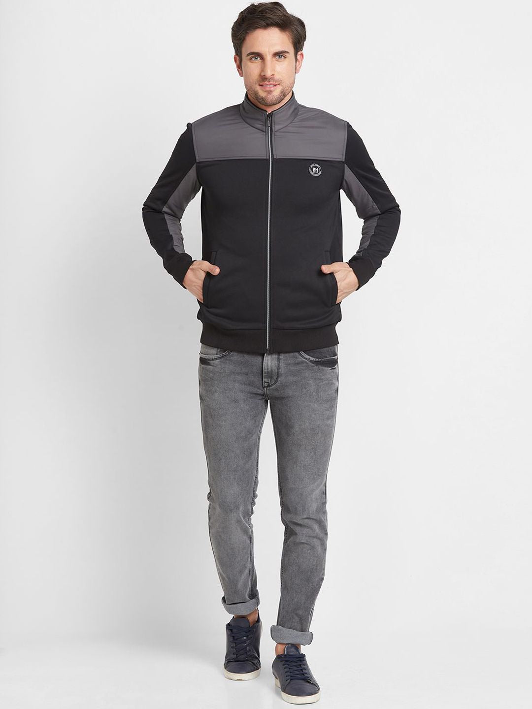 Being Human Men Colourblocked Sporty Jacket with Patchwork
