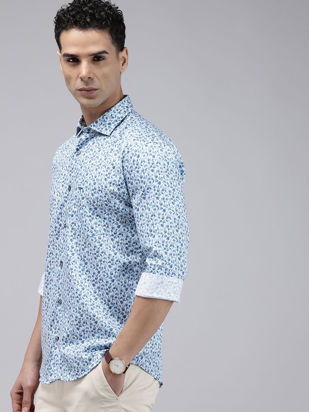 Park Avenue Slim Fit Opaque Floral Printed Pure Cotton Casual Shirt