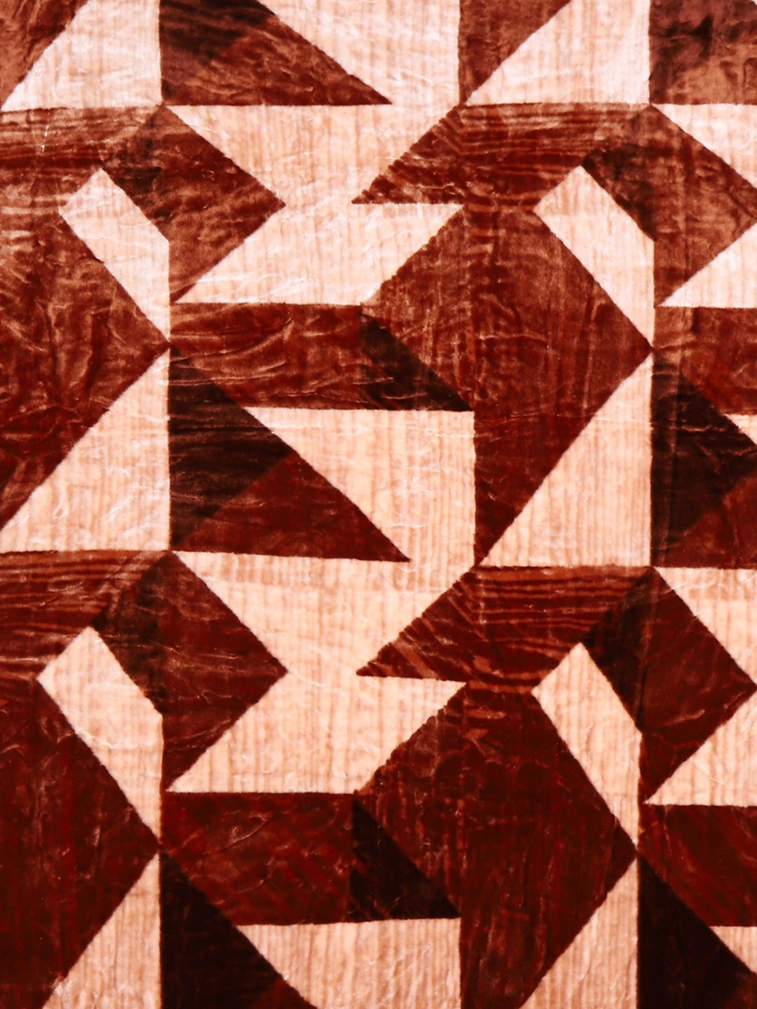 Monte Carlo Brown & cream Colored Geometric Printed Mild Winter 600 GSM Double Bed Blanket